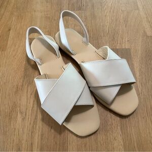 Nisolo 10 Leather All Day Cross Strap Sling Back Sandals in Bone